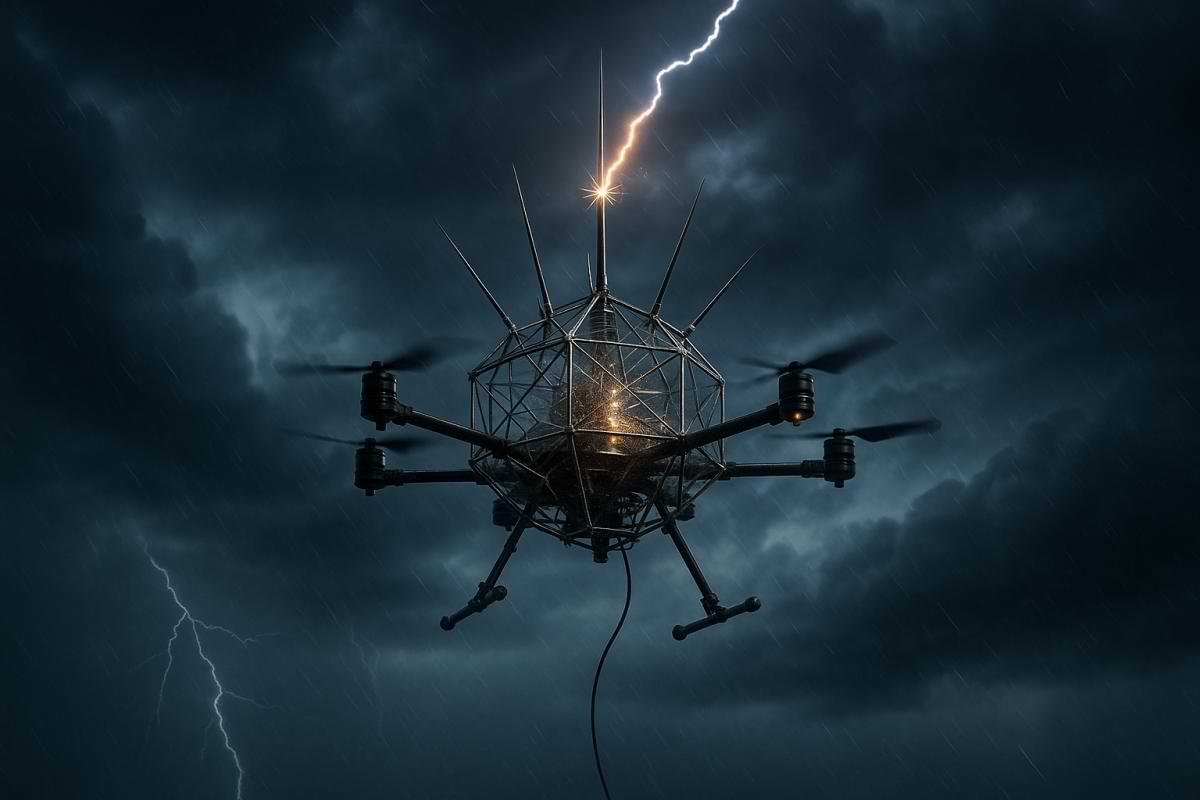 Faradaycaged drone triggers and directs lightning strikes.png