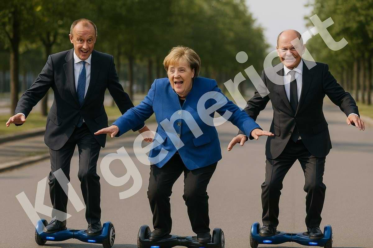 Mit einem simplen Prompt generiert Friedrich Merz Angela Merkel und Olaf Scholz auf Hoverboards.png