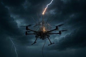 Faradaycaged drone triggers and directs lightning strikes.png
