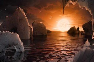 Die künstlerische Darstellung zeigt wie die Oberfläche des Exoplaneten Trappist1f möglicherweis.jpeg